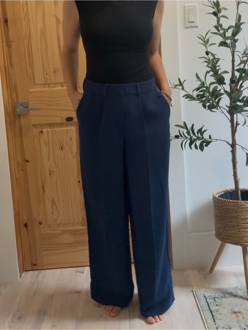 Banana Republic Women's Navy Wide-Leg Dress Trousers